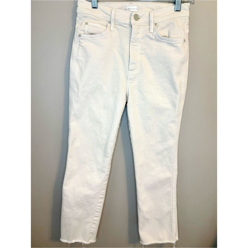 MOTHER Rascal Ankle Fray White High Rise Jeans Women’s Approx 26